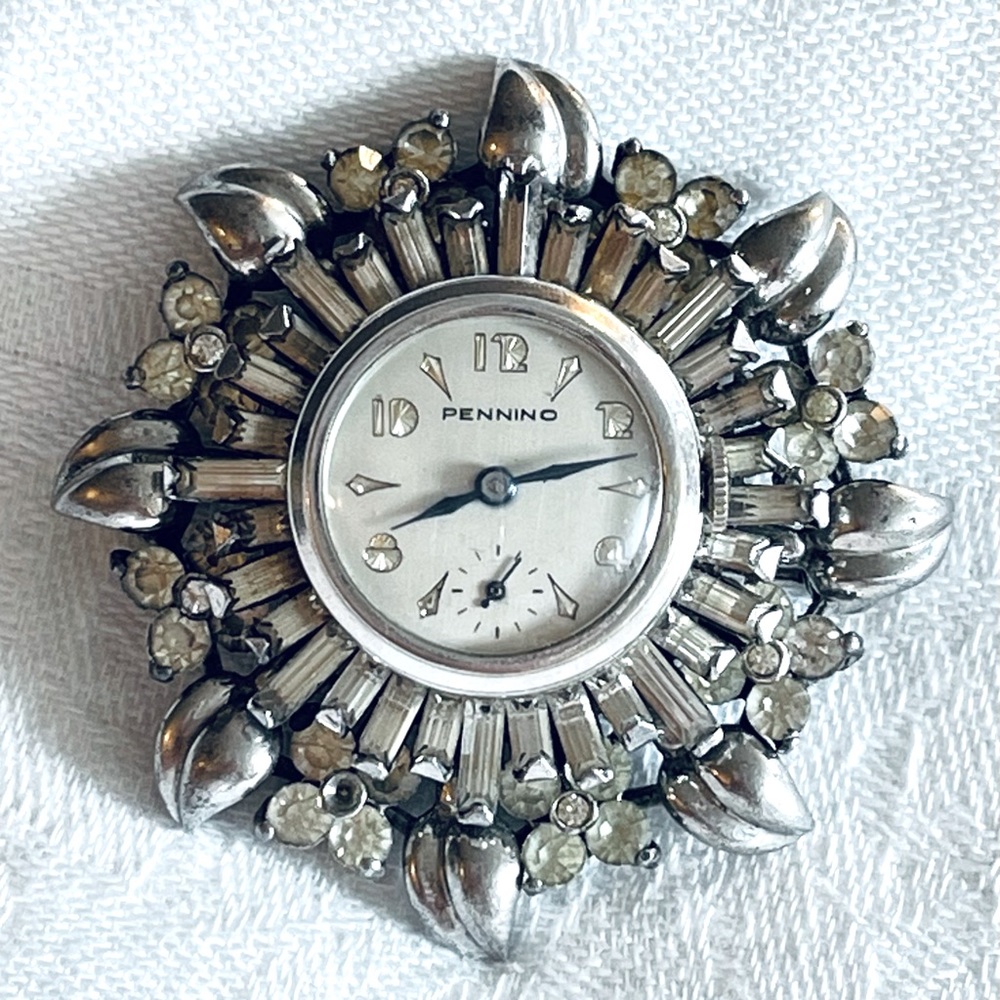 Vintage Watch Brooch Sterling Silver Pennino Pin